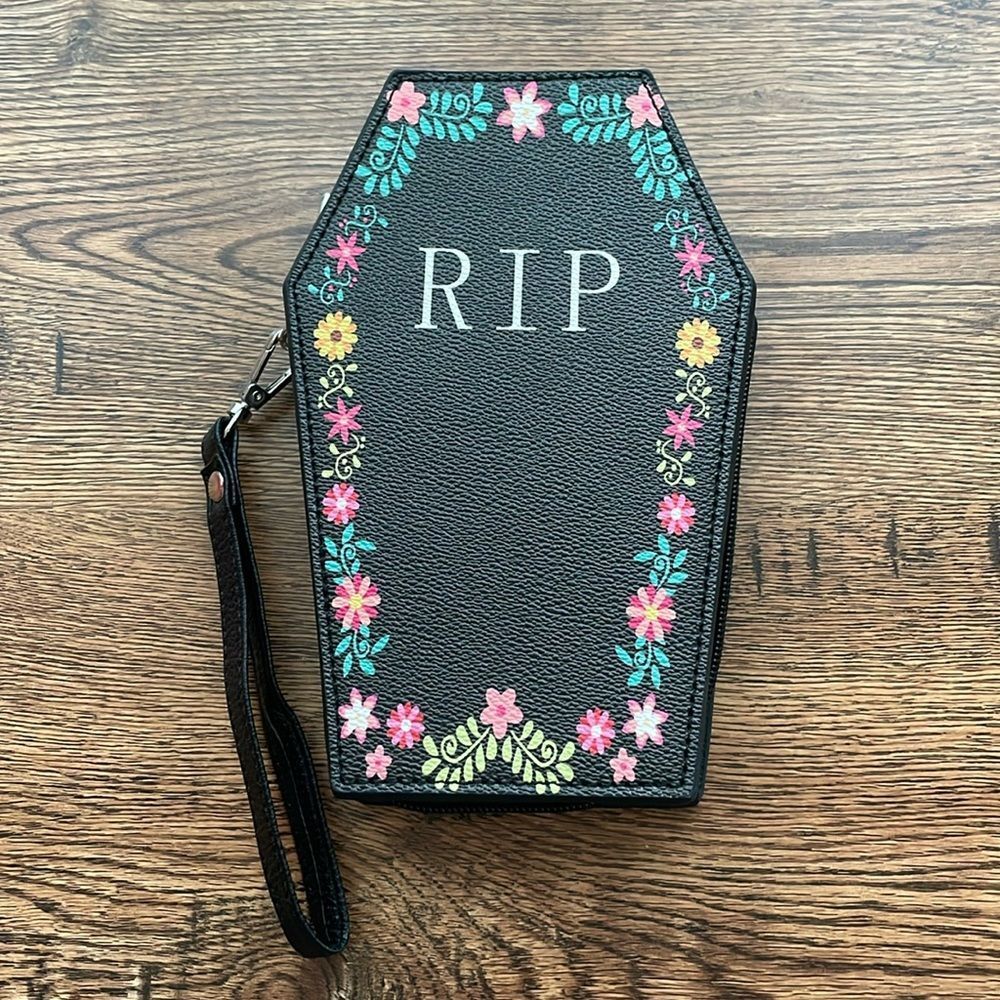 Sugar Skull Coffin Shaped Wallet/Wristlet